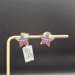 Star Shaped Earrings with Red, White And Blue Stones